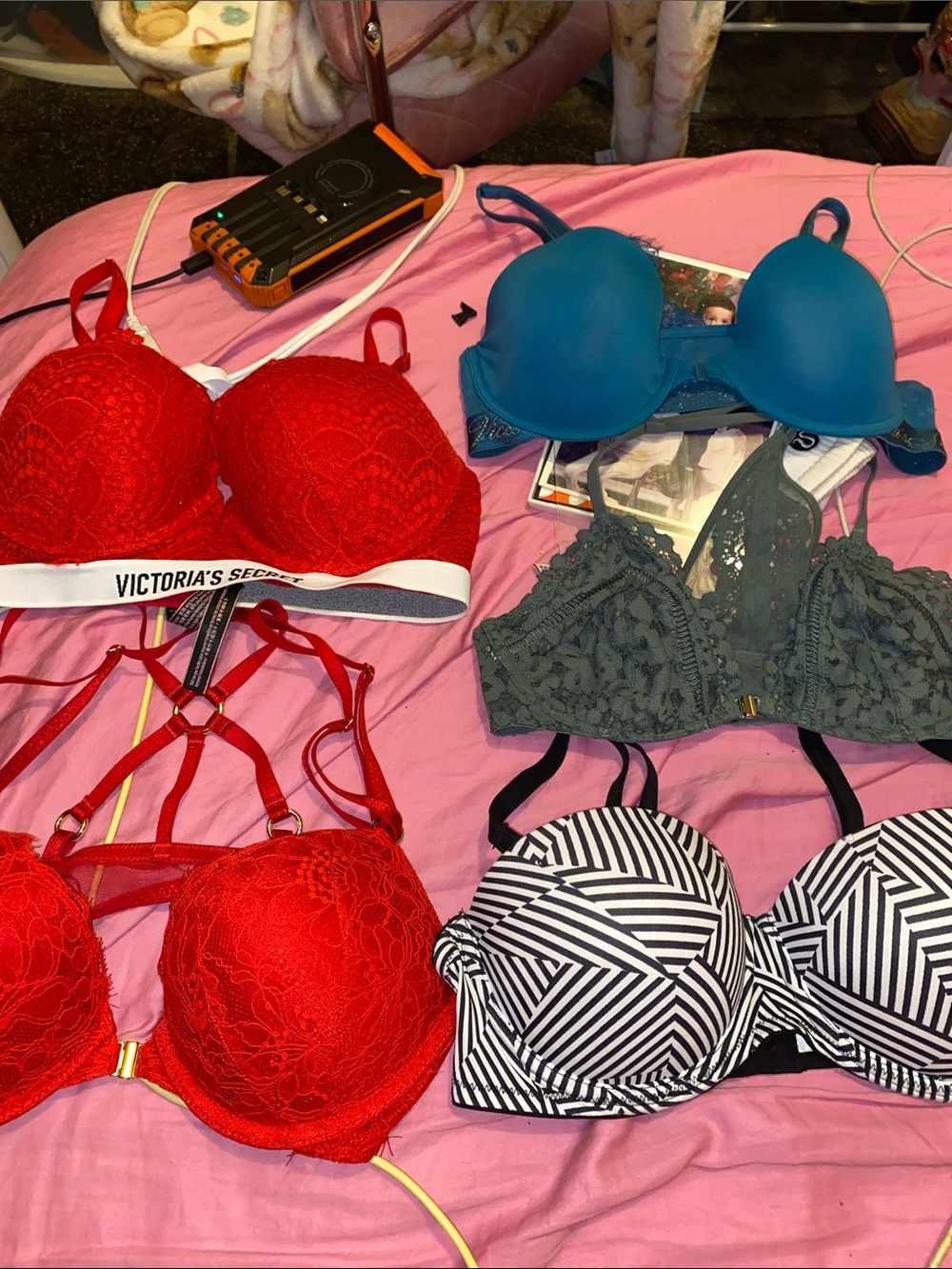 Victoria's Secret Red Lace Strappy & Assorted Multi-Bra Set